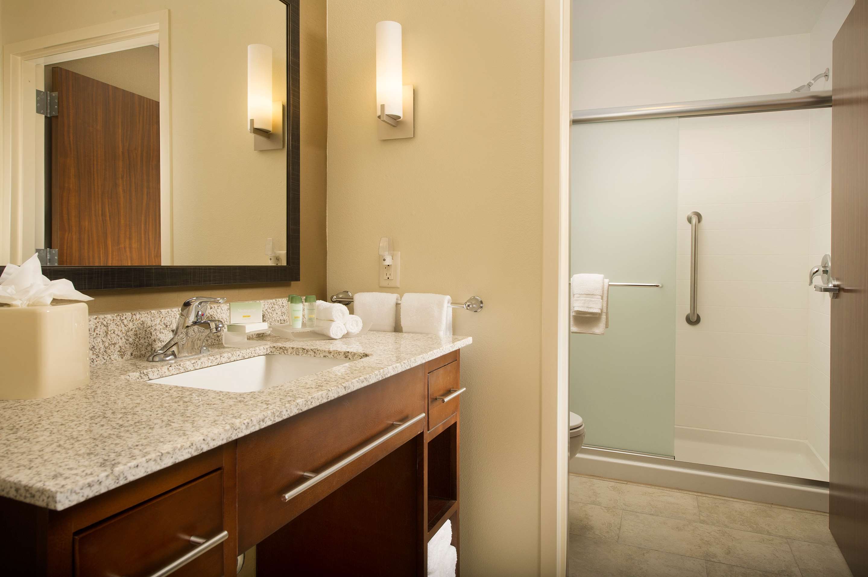 2 Queen Beds 1 Bedroom Suite + 1 King Mobility/Hearing Accessible Roll In Shower Studio Suite